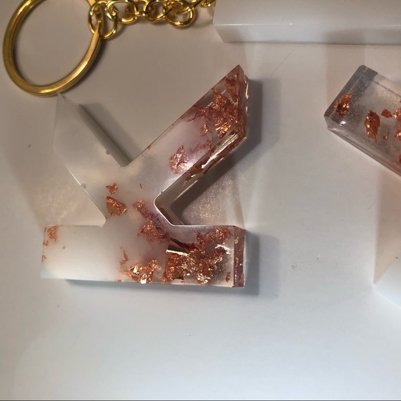 Custom Copper / Rose Gold & White Letter Keychains - Picture 14 of 16
